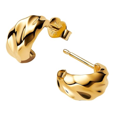  Essence Gewellte Offene Ohrringe aus 14 Karat Vergoldetem Sterling 263873C00