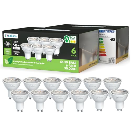 sailsco Energieklasse A LED Warmweiss Lampe 1.9W 345LM 2700K Warmweiß GU 10 Spot Energiesparlampe 50W Glühbirne Ersetzt 36 Grad Abstrahlwinkel G10 Leuchtmittel Nicht Dimmbar Birne 12 Stück