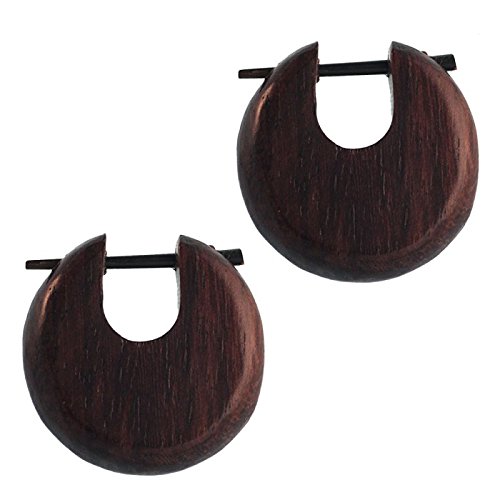 CHICNET Pin Creolen Holz rund tränenförmig Horn-Pin Verschiedene Hölzer 23 mm Unisex