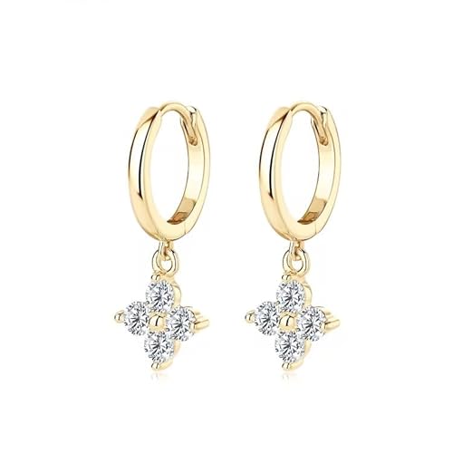 ROUGEMONT Moissanit Creolen 925 Sterling Silber 18K Gold Vergoldung Kleeblatt Design GRA Zertifiziert