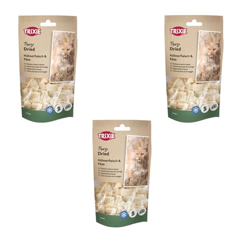 Trixie Freeze Dried Huhn Käse 3er Pack 3 x 25 g Ergänzungsfuttermittel für Katzen Gefriergetrockneter Snack Bei Futtermittelallergien geeignet Ohne Zusätze