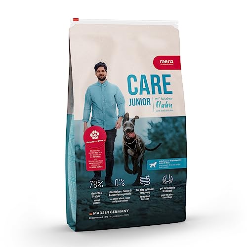 mera Care Junior Huhn Trockenfutter für Junge Hunde großer Rassen ab 6 Monate mit 78% tierischen Protein ohne Weizen 4kg