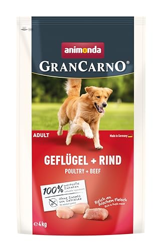 animonda GranCarno Adult Hundetrockenfutter getreidefrei Geflügel Rind 1x 4 Trockenfutter für Erwachsene Hunde ohne Gluten und Weizen Hundefutter trocken mit hoher Bekömmlichkeit