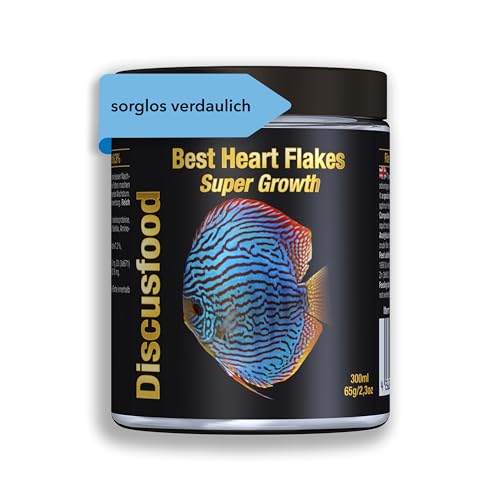 Premium Fischfutter Aquarium 300ml FÃœR WACHSTUM FARBENPRACHT - Best Heart Super Growth Flakes - sehr gut vertrÃ¤gliches Granulat Flockenfutter - Aquarienfischfutter