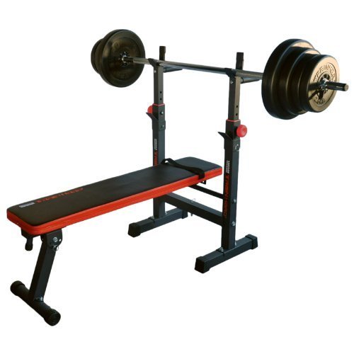 TrainHard Multi Hantelbank Blackcombo klappbar 1 6m Langhantelstange und 25kg Hantelscheiben