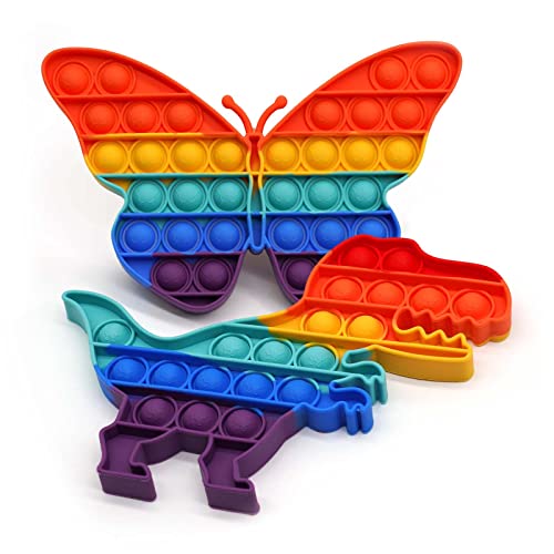 Pop-It-Set-Schmetterling-Dinosaurier-2-Stück-Silikon-Squeeze-Sensorisches-Antistress-Spielzeug-für-Kinder-ab-3-Jahre-und-Erwachsene-Junge-und-Mädchen-Dino-Fidget-Toy-Push-It-Pop-Bubble