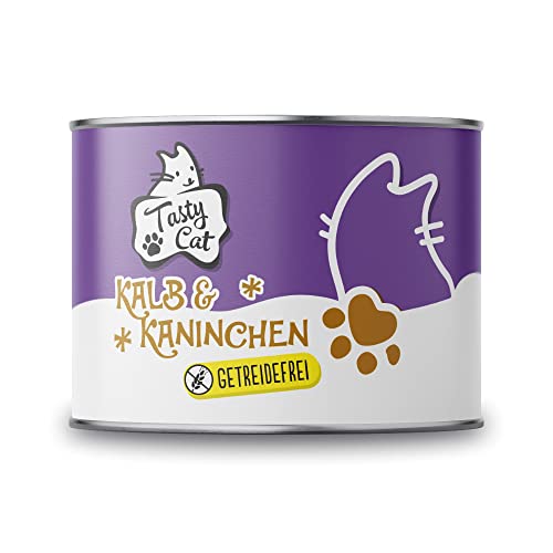 Tasty Cat Nassfutter für Katzen Kalb Kaninchen 6 x 200g. getreidefrei zuckerfrei