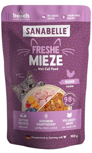  Freshe Mieze   Huhn 100g Beutel voll recyclingfähig Dampfgegartes Nassfutter für Katzenfutter wie frisch gekocht Eine Marke von Bosch Tiernahrung