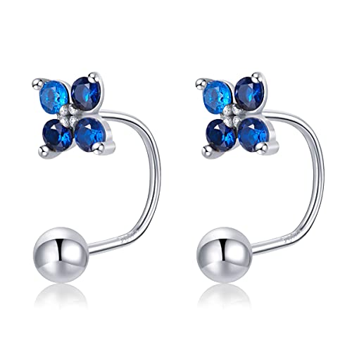 Authentische Lucky Clover Blue Crystal Ohrstecker Vierblättriges Kleeblatt Creolen für Frauen Verlobungsschmuck