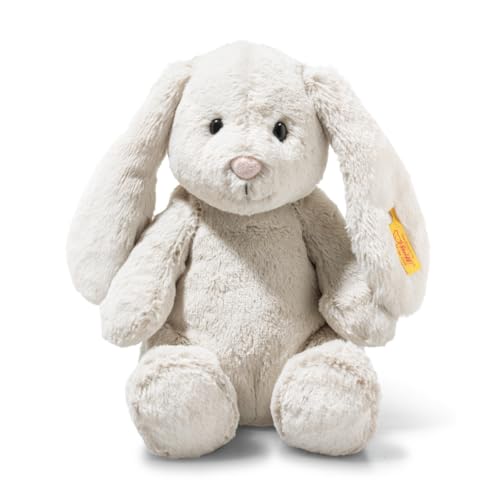 Steiff Kuscheltier mit Nachtlicht Hoppie Hase Süßes Stofftier mit Kunststoffaugen Kinder Jungen Mädchen Friends 28 cm Hellgrau 081026