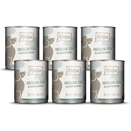 MjAMjAM   Premium Nassfutter   vorzügliches Kalb an gedämpfter Zucchini 6er Pack 6x 800g getreidefrei extra viel Fleisch