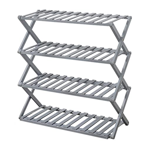 Vierlagiges faltbares Schuhregal platzsparend großes Fassungsvermögen Schuhschrank für Zuhause und Schlafsaal schlichtes Design grau 50 cm