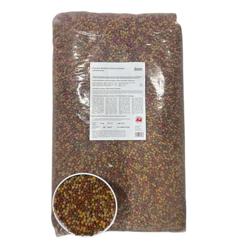 Koi Herdecke - 15 kg Fischfutter Mix für Koi s Schwimmende Pellets von 6 mm geeignet für Zierfische - Goldfische - Orfe - Shubunkin 15 Kilo Pack - Alleinfuttermittel