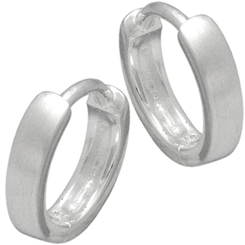 Vinani Klapp-Creolen unisex klein mattiert Sterling Silber 925 Ohrringe CKM