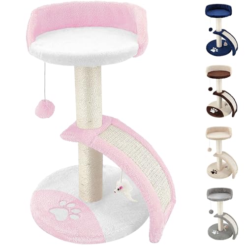 Beltom KRATZBAUM KLETTERBAUM KATZENKRATZBAUM KATZENBAUM SPIELBAUM 54 cm. Park Spiele - Rosa-Weiß