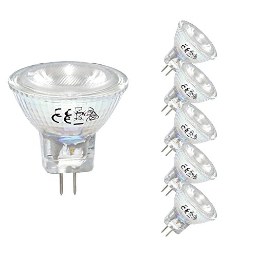 NCC-Licht 5 x LED Leuchtmittel Glas Reflektor MR11 2W 20W GU4 12V 150lm warmweiß 3000K flood 30 5 Stück