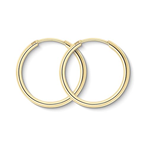 EDELIND 375 25 Breite 1 5 Hoop Earrings 9 K Echtgold Rund für Mädchen Schmuck Geschenkbox