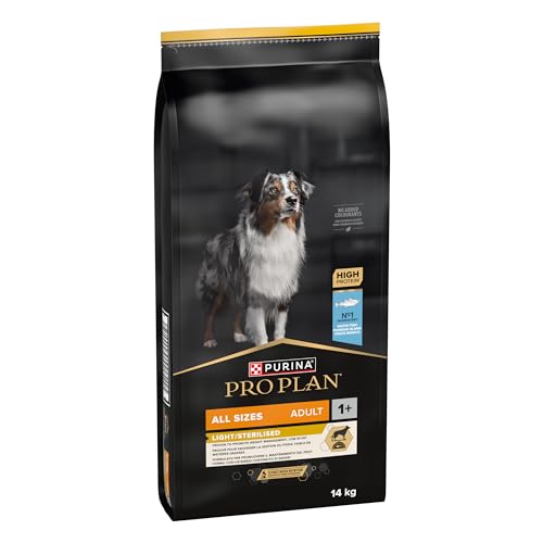 Purina Pro Plan Light Sterilized Hundefutter für Erwachsene sterilisiert leicht Gewichtskontrolle mit Weißfisch 14 kg