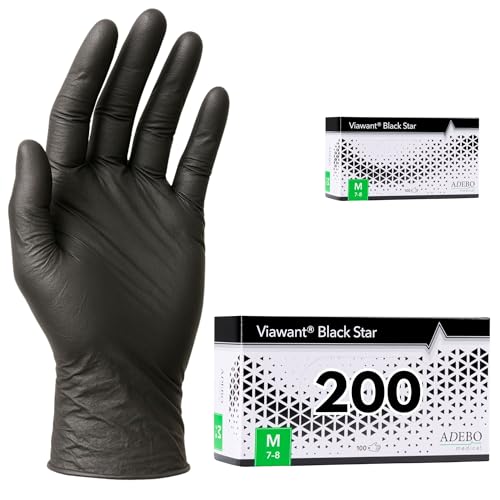 Einweghandschuhe 200 Stück M Nitrilhandschuhe Schwarz Puderfreie latexfreie Einmalhandschuhe Reißfest feinfühlig EN 455 EN 374 Gr. XS S M L XL