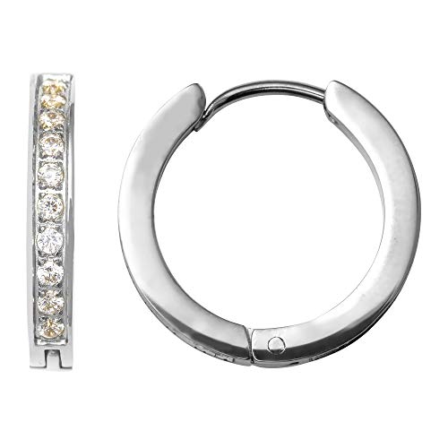 Heideman Ohrringe Damen Creole aus Edelstahl silber farbend poliert Ohrstecker für Frauen mit Stein Kristall matt