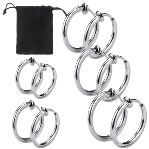 ZKGYUS 5 Paar Rostfreie Stähle für Kleine Silberne Hypoallergen Silberne Huggie Kleine für und Herren 8 10 12 14 16MM