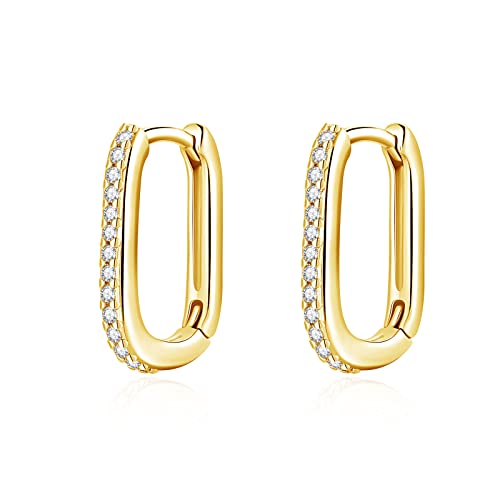 Creolen Silber 925 Klein für Damen 6 11mm U-förmige Gold Ohrringe mit Zirkonia Elegant Silber Ohrringe Geschenke für Frauen