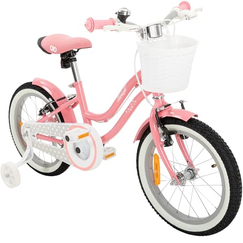 Actionbikes Motors Starlight   V Brake Bremsen   geschlossener Kettenschutz   Schutzbleche   Korb   Stützräder   Kinderrad   Rosa Starlight