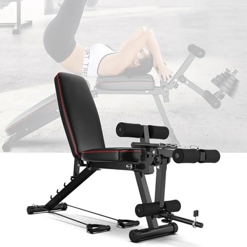 Vcyex Hantelbank Verstellbar Erweitert Multifunktional Zug Klappbar Schrägbank Rückentrainer Für Zuhause Tragfähigkeit 200 Kg zuhause Für Fitness U. Krafttraining Trainingsgurten Armtraining