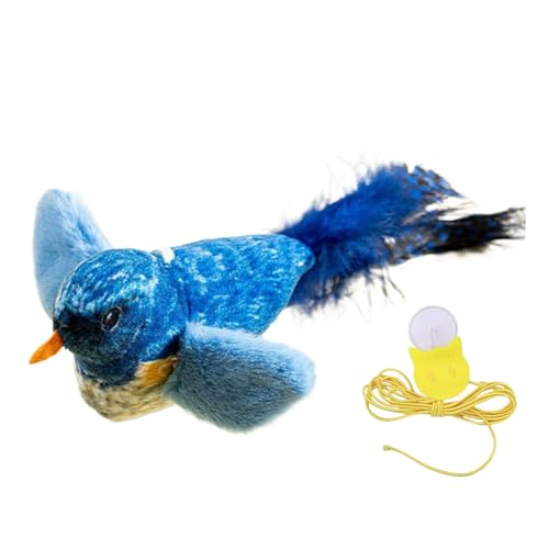 Xasbseulk Zwitscherndes Vogel-Katzenspielzeug Flatternder Vogel Katzenspielzeug Interaktives Plüschspielzeug Leichtes niedliches Katzenminze-Spielzeug für Geschicklichkeit bissfestes