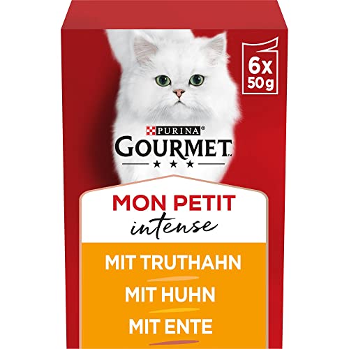 PURINA GOURMET Mon Petit Intense Katzenfutter nass Geflügel-Variationen 8er Pack 8 x 6 Beutel 50g Paket kann variieren