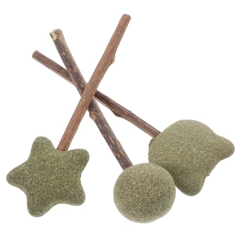 DOITOOL 3 Stück Teiliges Katzenminze Lutscher Kauspielzeug Essbarer Zahnpflege Stick für Katzen Fördert Appetit Verdauung und Spielerische Bewegung gegen Langeweile Geeignet für