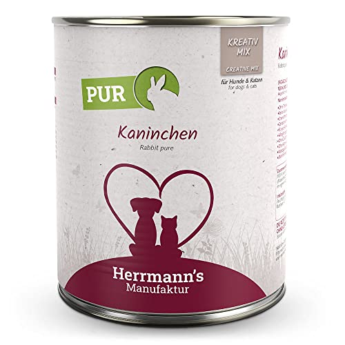 Herrmann s - Kreativ-Mix Kaninchen Reinfleisch - 6 x 800g - Nassfutter - Für Hund Katze
