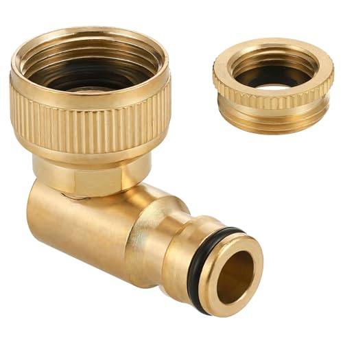 Schlauchverbinder 90 Winkel Messing Wasserhahnanschluss Adapter 360 Drehbarer Gartenschlauch Verbinder Gartenschlauch Winkelverbinder 1 2 und 3 4 für Gartenschlauch und Wasserhahn 1er-Set