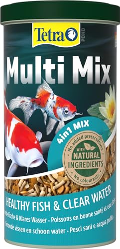  Multi Mix   für gemischten Besatz im Teich enthält vier verschiedenen Futtersorten Flockenfutter Futtersticks Gammarus Wafer 1 L