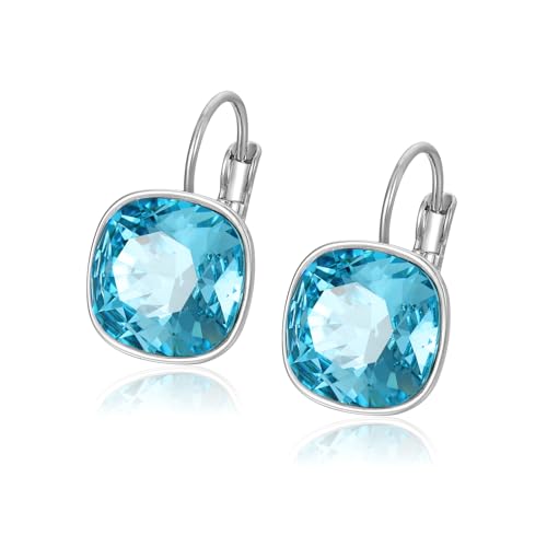 XUPING Kristall Ohrringe Hängend für Damen Funkelnde Blau Ohrringe Silber Creolen Hängend Strass Hypoallergenic Jewelry Indicolite