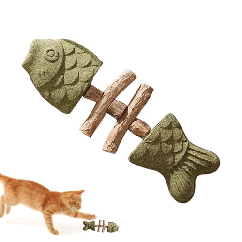Hekasvm Fisch Knochen Katze Spielzeug Holz Catnip Zähne Reinigung Stick Interaktive Fishbone Katzen Nip Spielzeug Leichtes Kätzchen Kauspielzeug Fishbone Form Katze Teething A