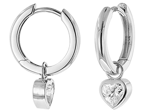 trendor Damen Ohrringe 925 Silber Creolen mit Herz-EinhÃ¤nger eleganter Ohrschmuck aus Sterlingsilber Geschenkidee aus Echtsilber fÃ¼r Damen 51031