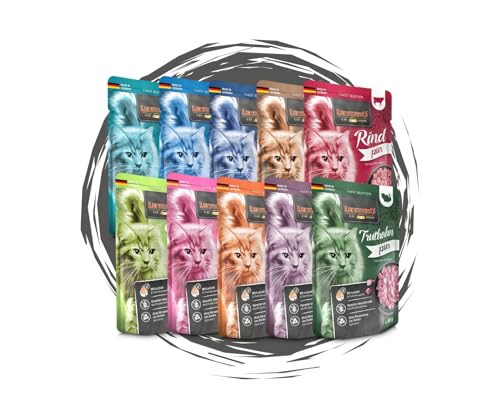 Leonardo - Katze Nassfutter - Frischebeutel Bigpack Bundle - Mix 3 garantiert 10 Sorten Fisch Forelle Büffel Fleischmenü Rind Wild Huhn Ente Kaninchen Truthahn - 24x85g