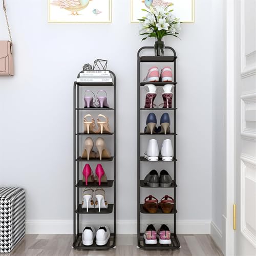 SEVOLY Robustes vertikales für kleine Räume freistehende hohes Stabiler Schuhständer passt in schmale Eingänge Wohnungen 6 Layer