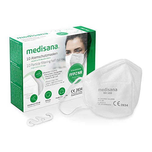 medisana Staubmaske Atemmaske RM Staubschutzmaske Mundschutzmaske 10ück einzelverpackt im PE Beutel Clip   zertifiziert CE2834   EU 2016 425   TÜV geprüft 1er Pack