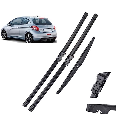 3-teiliges Wischerblatt-Set für vorne und hinten für Peugeot 208 2012-2018 Windschutzscheiben-Fensterbürsten 26 16 14