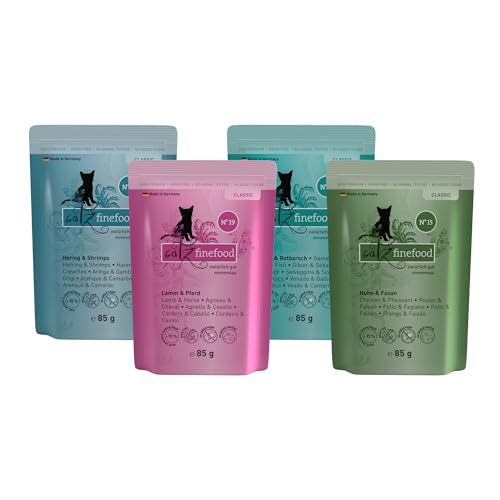 catz finefood Classic Collection Mix-Paket Katzenfutter nass - Feinkost Nassfutter für Ihre Katze ohne Getreide und Zucker mit hohem Fleischanteil 8 x 85g Beutel