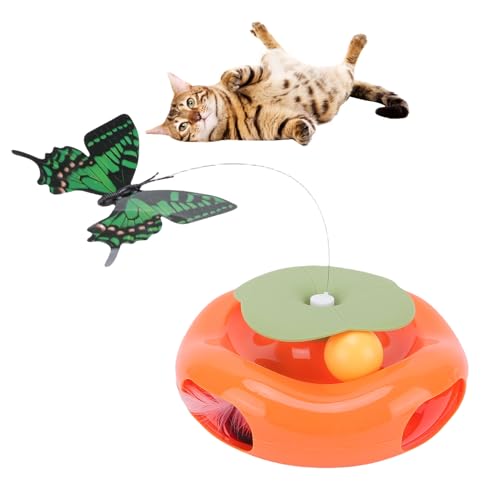 Pssopp Rotierende Schmetterlings -Katzen -Teaserspielzeug Lustige Elektrische Katze Spielen Kätzchen -Anreicherung Spielzeug mit Fliegendem Schmetterling für Innenspiele