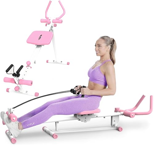 4-in-1 AB-Trainingslaufmaschine für Home-Fitnessstudio Einstellbarer Abdominal-Trainer mit römischem Stuhl Rudermaschine Beinpresse und AB-Segelflugzeug Kernkrafttraining für Männer und Frauen