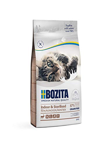 BOZITA Indoor Sterilised Getreidefrei mit Rentier - Trockenfutter für erwachsene hauptsächlich drinnen lebende Katzen 10 kg