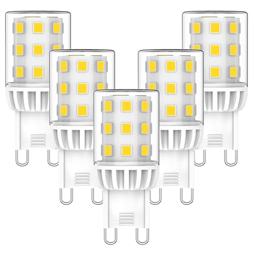 YUIIP G9 LED Lampen Tageslichtweiß 5000K 580LM Energieeffizienzklasse B 3W LED Leuchtmittel Ersatz für 40W Halogenlampe G9 Glühbirne Kein Flackern Nicht Dimmbar Enegiesparende Kleine Birne 5er Pack