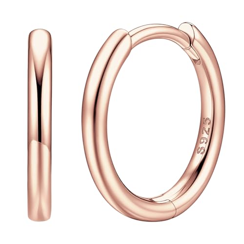 U7 Kleine Creolen 8mm für Damen Rosegold Ohrringe Silber 925 Ohrstecker Mini Creolen Medizinische Klappcreolen Women Earrings Schleifen Silberohrringe Hoop Earrings