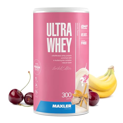 Maxler Ultra Whey Protein - 24 g Protein pro Portion - Reines Whey Protein Pulver - Molkenprotein-Konzentrat Molkenprotein-Isolat Molkenprotein-Hydrolysat - Mit BCAA - Kirsch-Banane - 300g