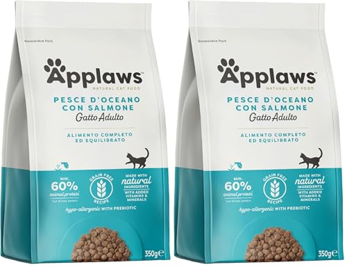 Applaws Complete Natural Dry Cat Food 350g Adult Ocean Fish with Salmon Packung mit 2