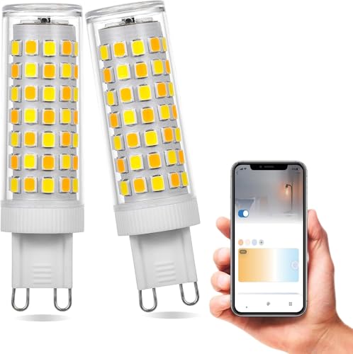 AEPOYU G9 LED Wi-Fi Glühbirne Dimmbar Smart Warmweiß Natürliches Weiß Kaltes Weiß LED Glühbirne G9 7W Lampen äquivalent 40W Halogenglühbirne 500LM AC220-240V Birnen 2er